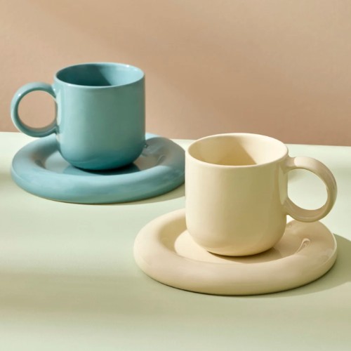 Finn Espresso Cup & Saucer - Salt & Pepper